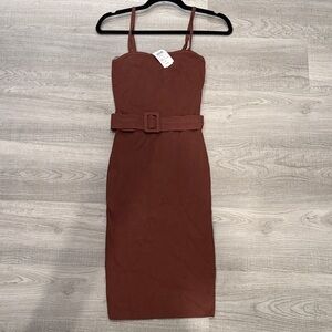Windsor Rust Belted Midi Dress